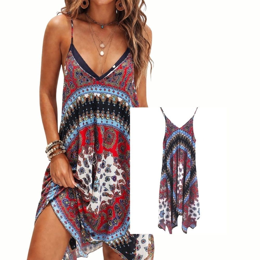 Patrons of Peace Red Blue Paisley Midi Dress